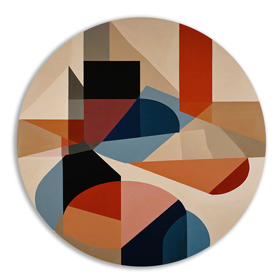Geometrische Abstractie in Kleur en Vorm aluminium muurcirkel