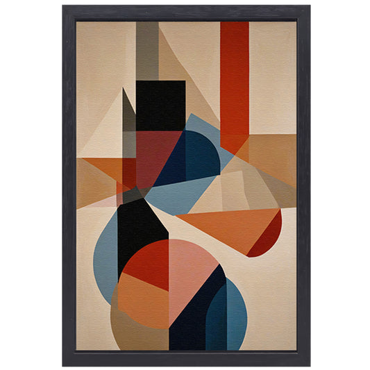 Geometrische Abstractie in Kleur en Vorm canvas met baklijst