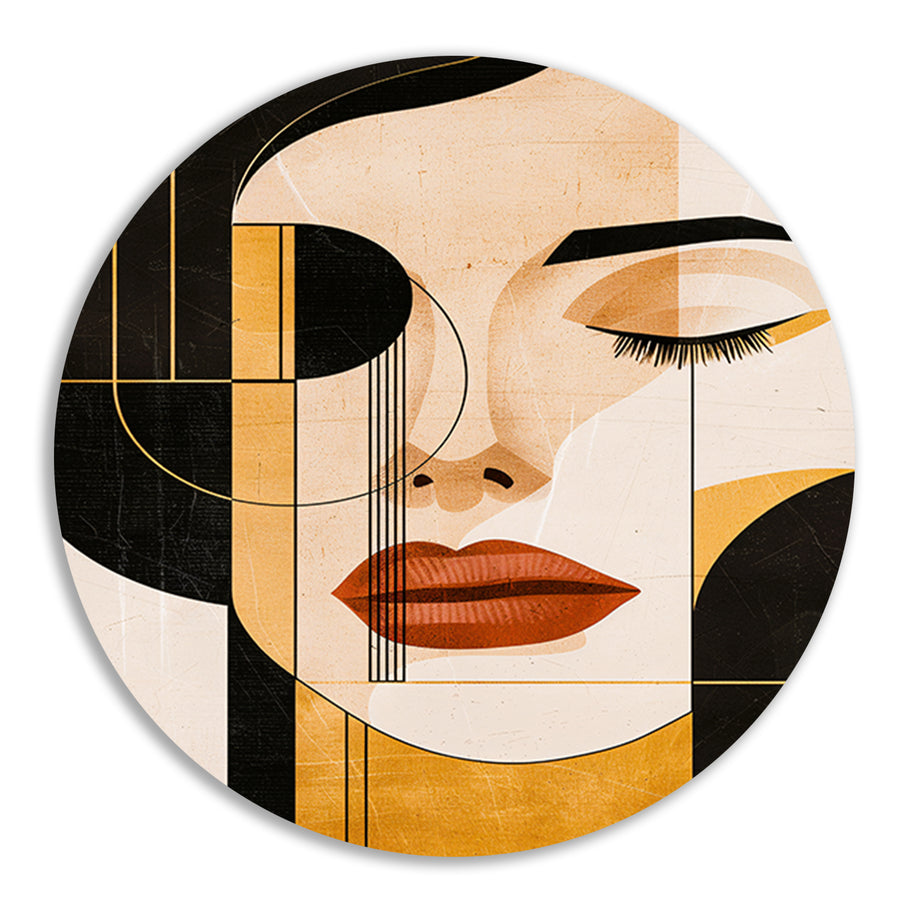Abstracte Gezichtskunst in Beige Tinten forex muurcirkel