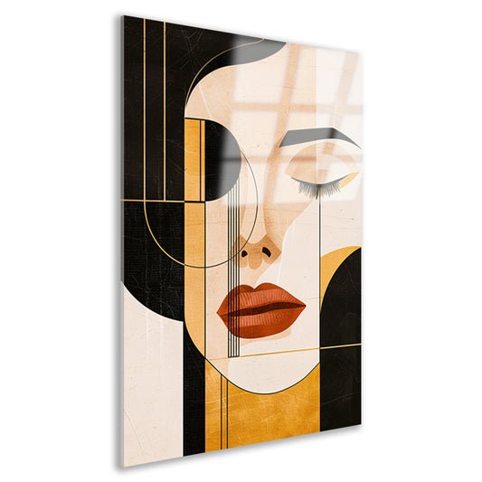 Abstracte Gezichtskunst in Beige Tinten acrylglas