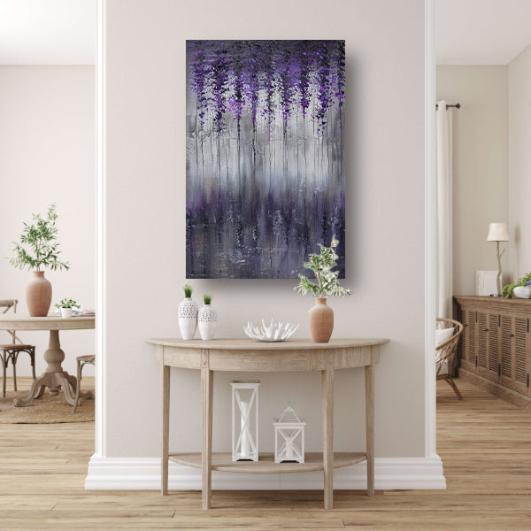 Mystieke abstracte bomen in mistige tinten poster