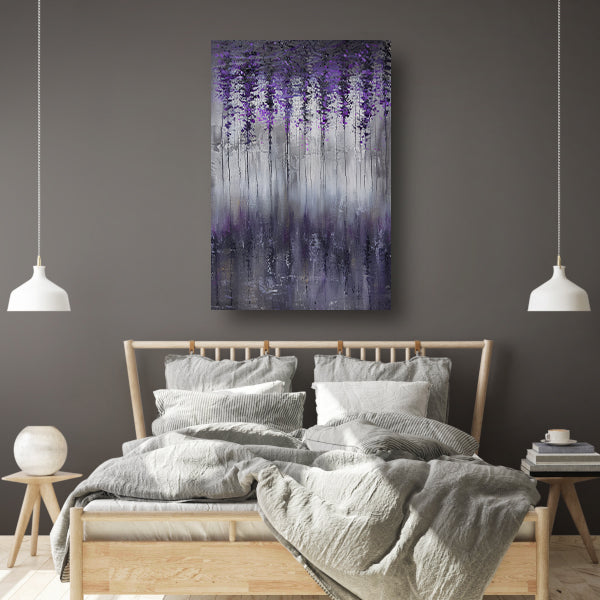 Mystieke abstracte bomen in mistige tinten poster