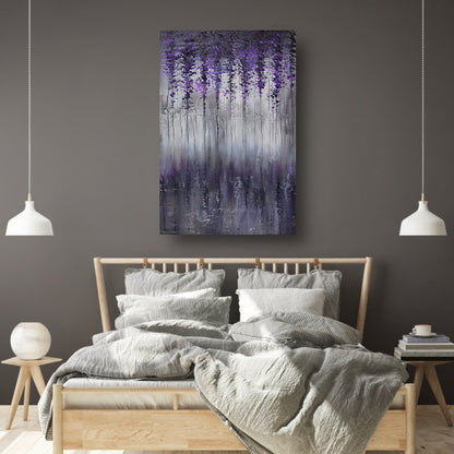 Mystieke abstracte bomen in mistige tinten poster