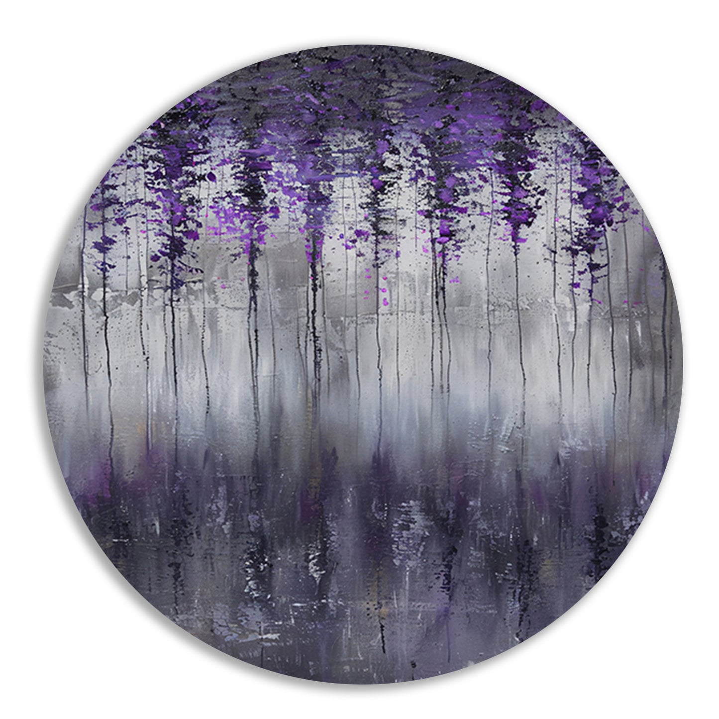 Mystieke abstracte bomen in mistige tinten aluminium muurcirkel