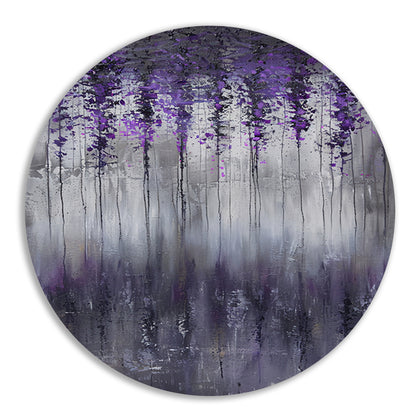 Mystieke abstracte bomen in mistige tinten aluminium muurcirkel