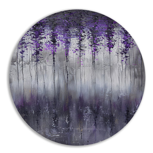 Mystieke abstracte bomen in mistige tinten aluminium muurcirkel