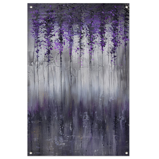 Mystieke abstracte bomen in mistige tinten tuinposter