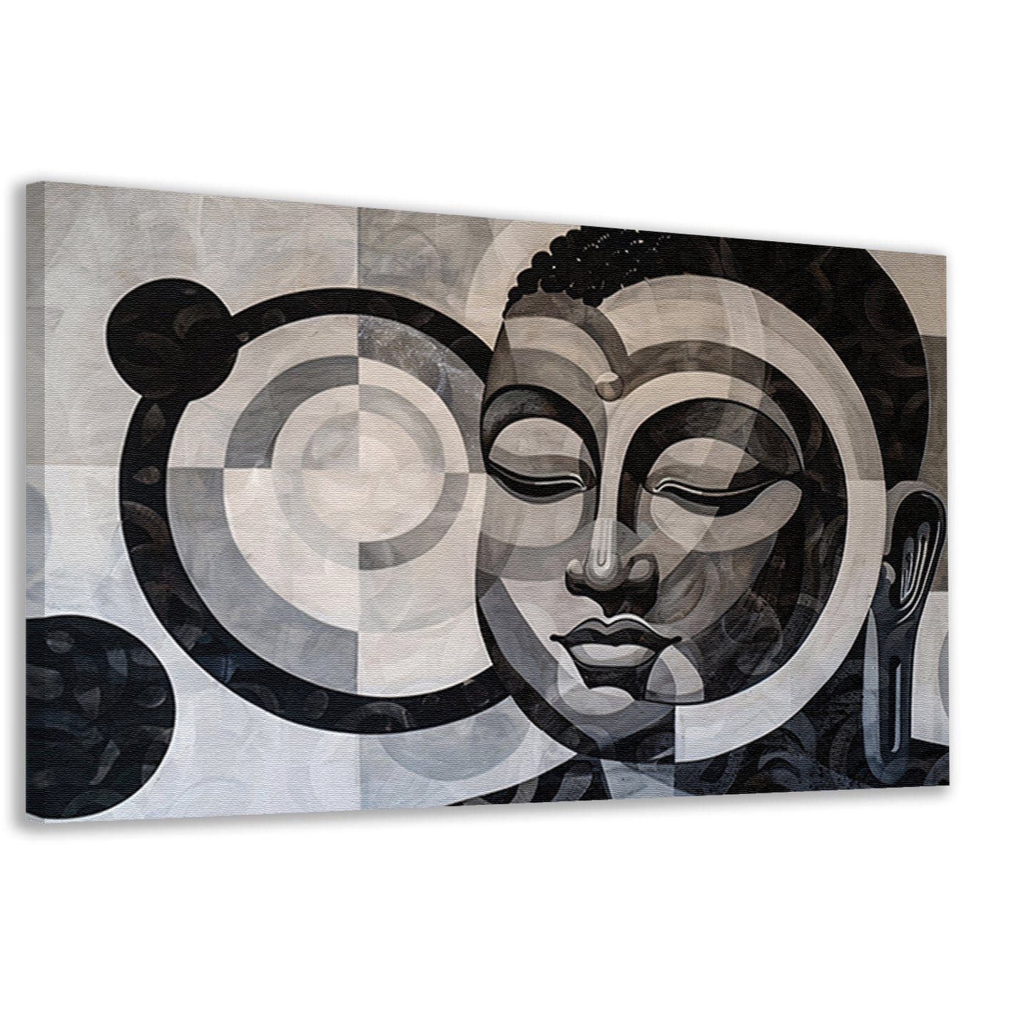 Surrealistisch Boeddha ontwerp met geometrische patronen canvas