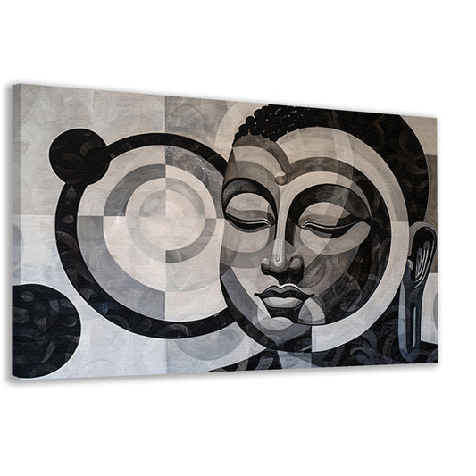 Surrealistisch Boeddha ontwerp met geometrische patronen canvas