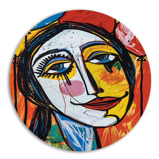 Expressief Portret met Kleurrijk Tranen aluminium muurcirkel