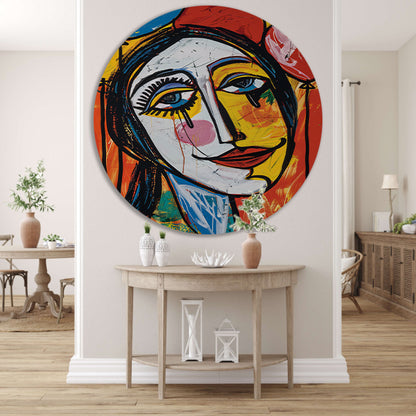 Expressief Portret met Kleurrijk Tranen aluminium muurcirkel