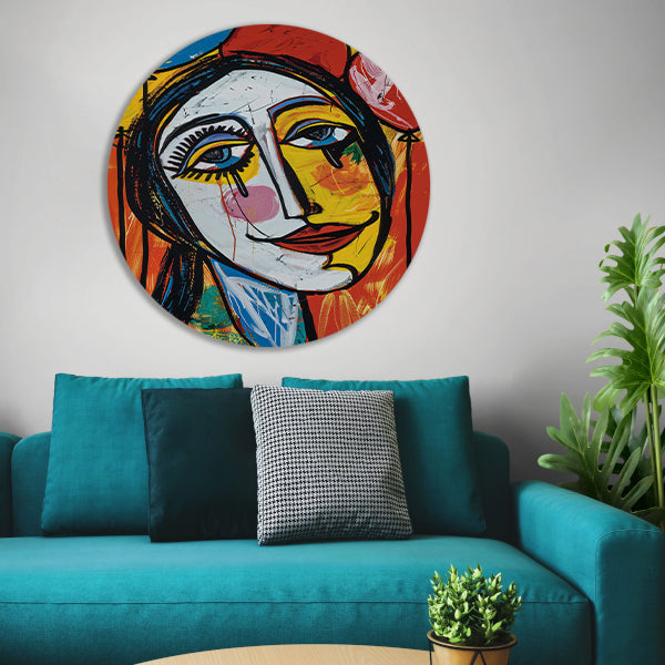 Expressief Portret met Kleurrijk Tranen aluminium muurcirkel