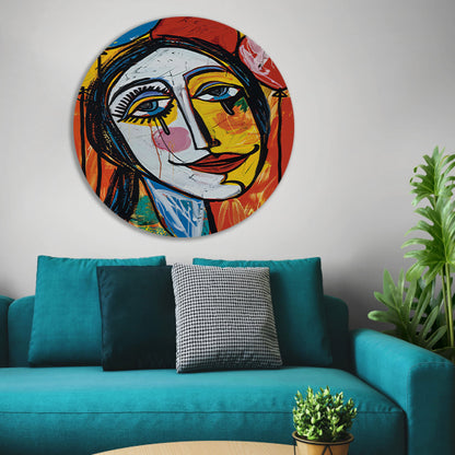 Expressief Portret met Kleurrijk Tranen aluminium muurcirkel