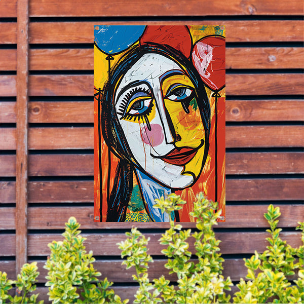 Expressief Portret met Kleurrijk Tranen tuinposter