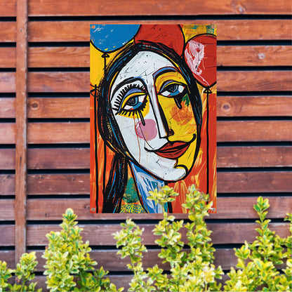 Expressief Portret met Kleurrijk Tranen tuinposter