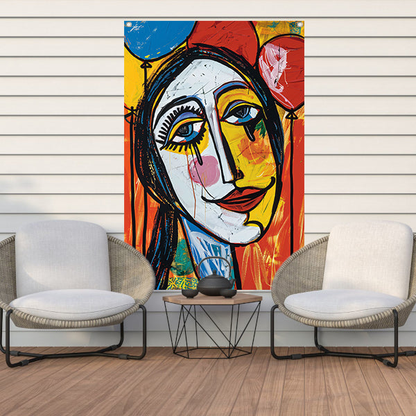 Expressief Portret met Kleurrijk Tranen tuinposter