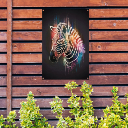 Kleurrijke Zebra in Abstracte Stijl tuinposter