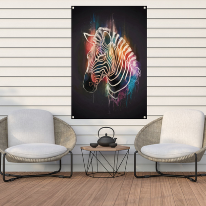 Kleurrijke Zebra in Abstracte Stijl tuinposter