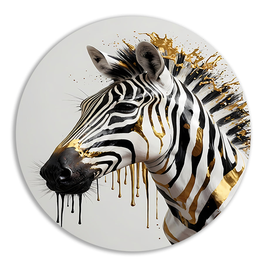 Zebra in Gouden Glans en Elegantie forex muurcirkel