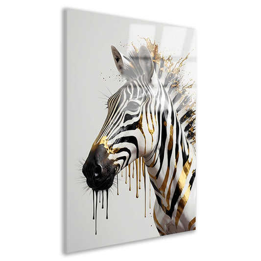 Zebra in Gouden Glans en Elegantie acrylglas