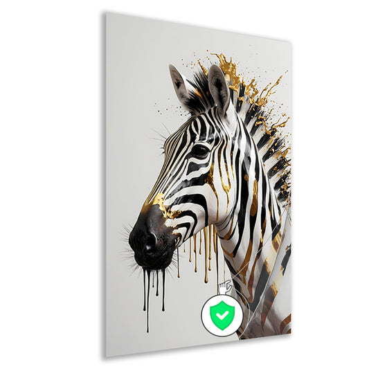 Zebra in Gouden Glans en Elegantie poster