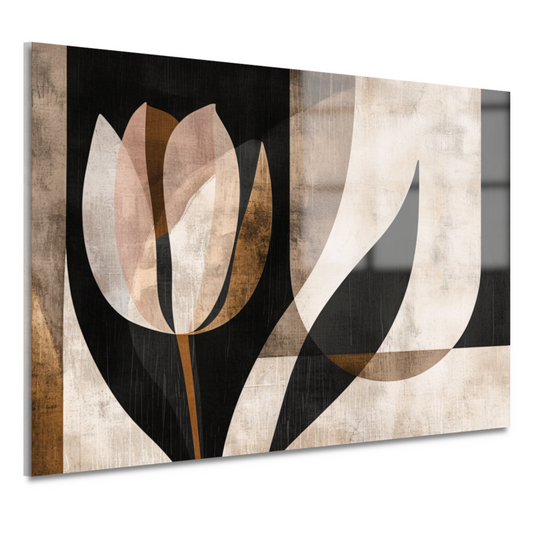 Minimalistische Sepia Tulip in Art Deco Stijl acrylglas