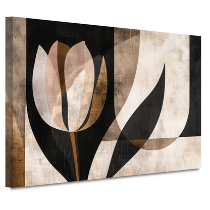 Minimalistische Sepia Tulip in Art Deco Stijl canvas