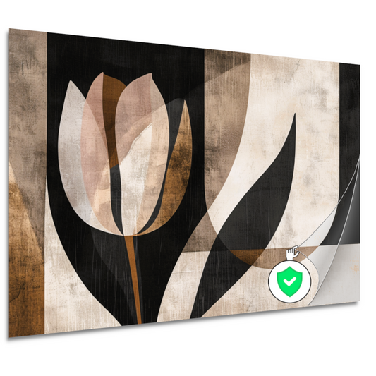 Minimalistische Sepia Tulip in Art Deco Stijl poster