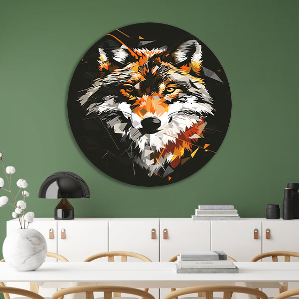 Abstract Geometrische Wolf Portret forex muurcirkel