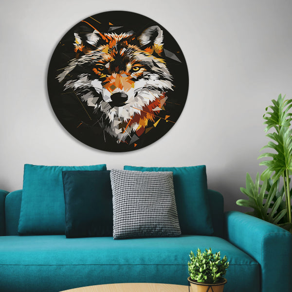 Abstract Geometrische Wolf Portret forex muurcirkel