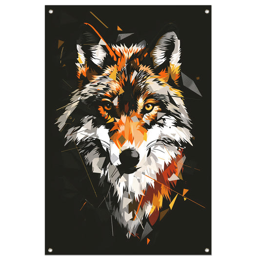 Abstract Geometrische Wolf Portret tuinposter