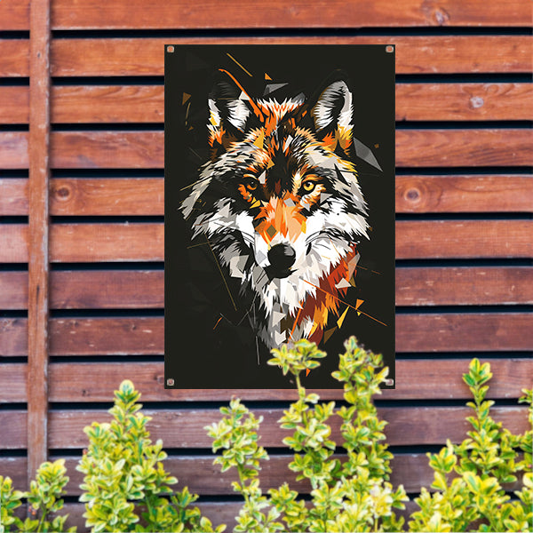 Abstract Geometrische Wolf Portret tuinposter