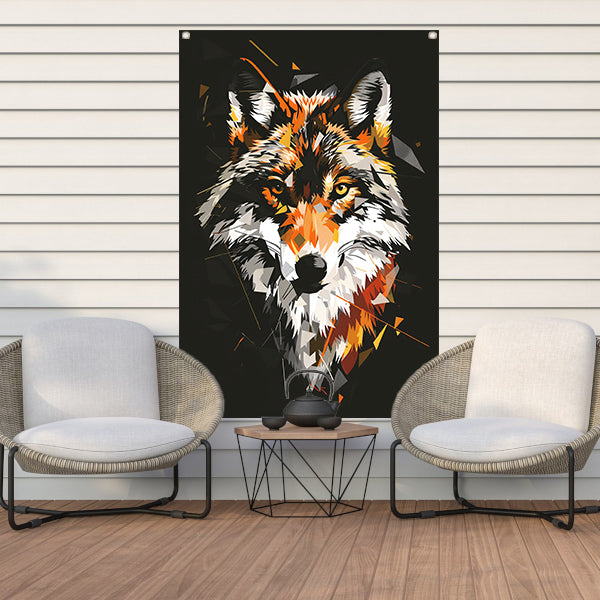 Abstract Geometrische Wolf Portret tuinposter