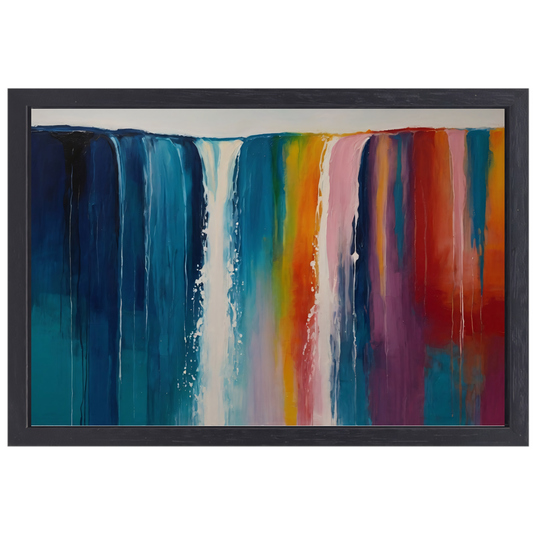 Abstracte Waterval van Levendige Kleuren canvas met baklijst