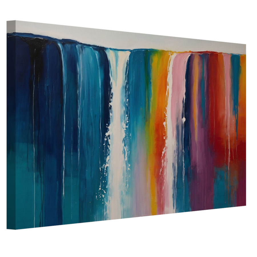Abstracte Waterval van Levendige Kleuren canvas