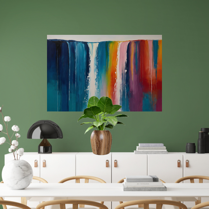 Abstracte Waterval van Levendige Kleuren canvas