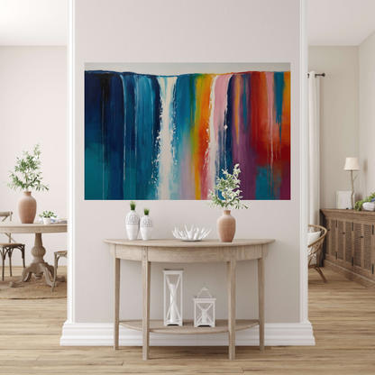 Abstracte Waterval van Levendige Kleuren canvas