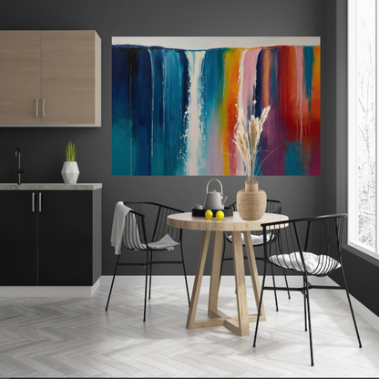 Abstracte Waterval van Levendige Kleuren canvas