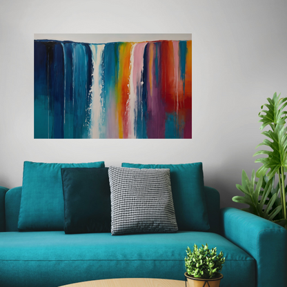 Abstracte Waterval van Levendige Kleuren canvas