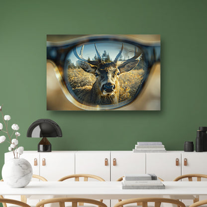 Hert Weerspiegeld in Bril in Natuur poster