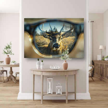 Hert Weerspiegeld in Bril in Natuur poster
