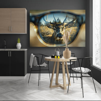 Hert Weerspiegeld in Bril in Natuur poster