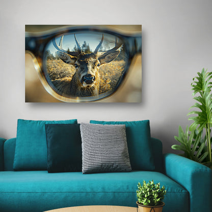Hert Weerspiegeld in Bril in Natuur poster