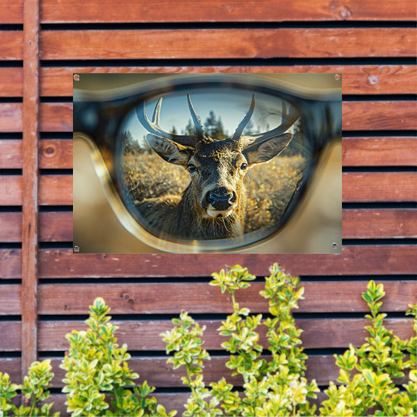 Hert Weerspiegeld in Bril in Natuur tuinposter