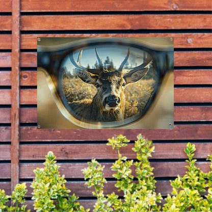Hert Weerspiegeld in Bril in Natuur tuinposter