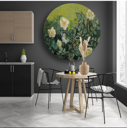 Wilde rozen - Vincent van Gogh aluminium muurcirkel