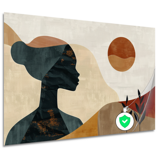 Abstract silhouet van een vrouw met natuurlijke kleuren poster