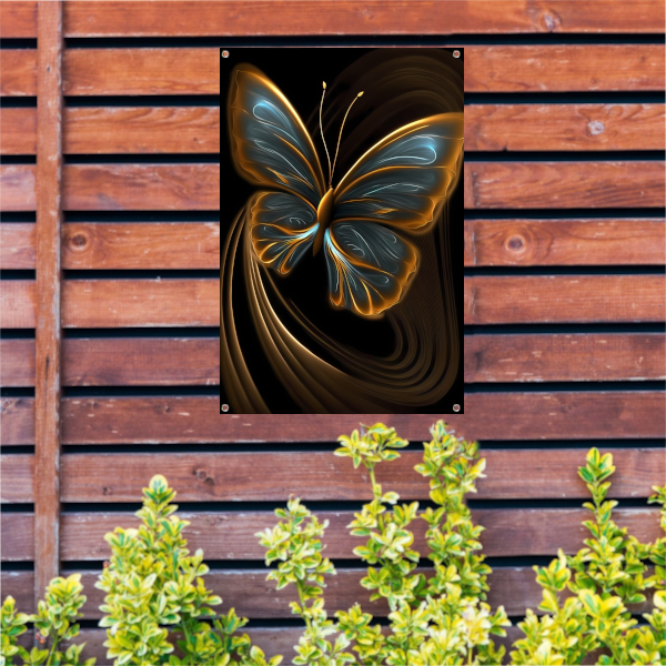 Abstracte Vlinder in Gouden Schittering tuinposter