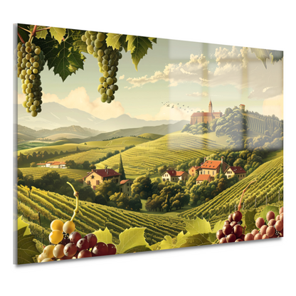 Impressionistische wijngaard met druiven acrylglas