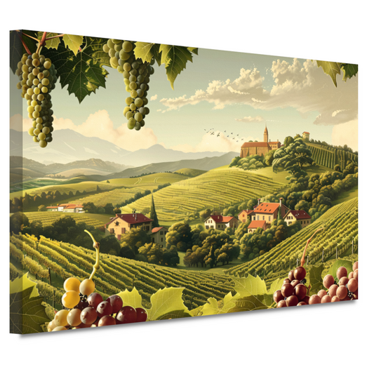 Impressionistische wijngaard met druiven canvas